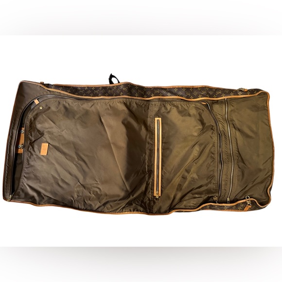 Vintage, Brown Leather Louis Vuitton Monogram Garment bag with canvas strap - Picture 2 of 16
